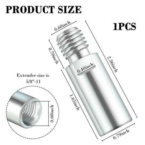 5/8-11 Thread Angle Grinder Extension Shaft For Buffering Pads And Car Polishers, Universal Grinder Attachments Amp Up Reach, Compatibility With Most Angle Grinders, Easy Install, Durable Steel Construction; 2.36 in steel size