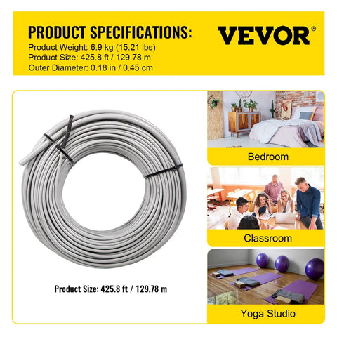 Underfloor Heating Cable Kit For Tile Floors 1630W 240V With Temperature Control Panel 425.8 Ft Long Covers 128.8 Sq Ft Quiet Safe Heat