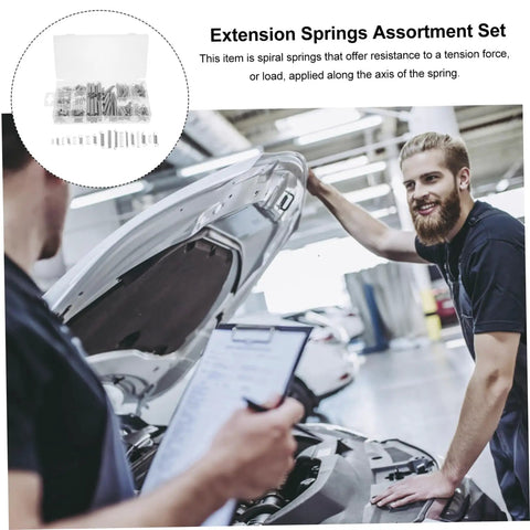 Super Cool 200 Piece Spring Kit Mix With Heavy Duty Extension And Compression Springs For Tough DIY Repairs Automotive Fix Ups, Construction Jobs, Fastening Tasks And Crafting Projects In A Handy Storage Box. 200-piece steel extension springs assortment in box, used for auto repairs