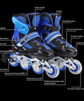 Adjustable Kids Inline Skates With Light Up Wheels Pink Size L 38-41 EU featuring PU Mesh design and reinforced aluminum alloy frame