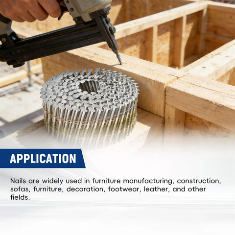 Worker using Pro Grade Heavy Duty Two And One Half Inch Ring Shank Siding Nails, 0.092 Inch Collated Wire Coil, 3600 Count, for construction