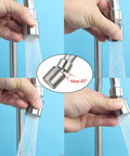 2 Hole 4 Inch Deck Mount Bar Prep Faucet With Brushed Nickel Finish, rotating aerator adjustment and water flow demonstration