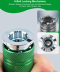 Heavy Duty One Half Inch Air Hose Fittings Kit With Quick Connect Coupler And Plugs, 300 PSI Industrial Iron, High Flow Set For Pneumatic Tools And Air Compressors, Built To Last, Includes Teflon Tape For Easy Install. 6-ball locking connector close-up