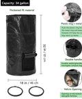 34 Gallon Outdoor Compost Bag For Garden Use Reusable Heavy Duty Collapsible Yard Waste Sack With Airtight Zippers Waterproof And Sun Resistant Easy Carry Handles For Leaves Organic Waste And Kitchen Scraps shown in black with double handles and velcro opening