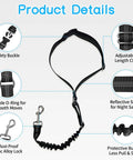 Solid Golf Cart Dog Seat Leash And Adjustable Safety Harness With Tangle-Free Retractable Strap, featuring adjustable clip, safety buckle and reflective straps.