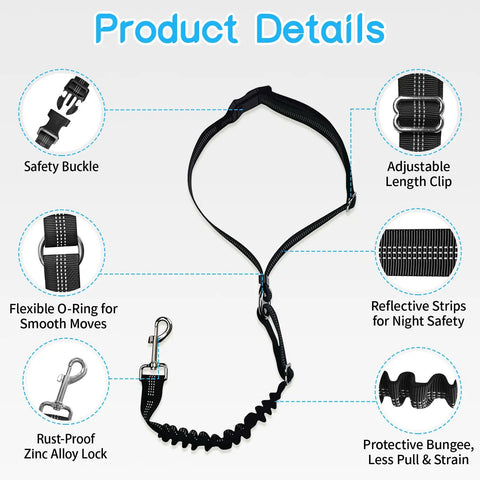 Solid Golf Cart Dog Seat Leash And Adjustable Safety Harness With Tangle-Free Retractable Strap, featuring adjustable clip, safety buckle and reflective straps.