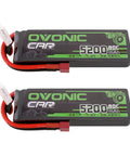 7.4V 5200mAh 80C LiPo Battery for RC Cars Drones With Soft Case and Dean Style T Plug 2S 1 8th and 1 10th Scale JST XHR 3P 2 Pack
