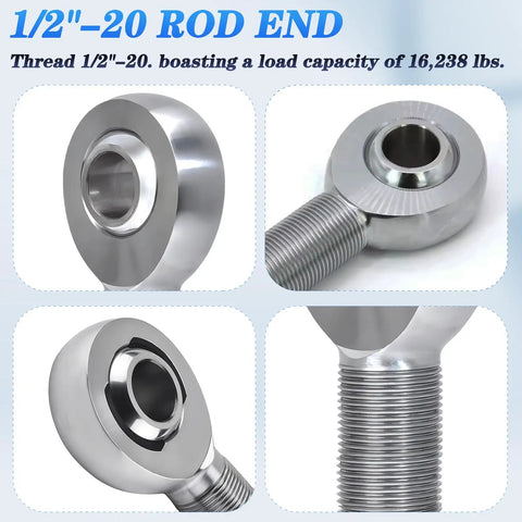 Beefy Heim Joint Rod End Bearing Kit For Panhard Suspension Right Hand Thread Half Inch By Twenty 2 Pack Heavy Duty Weld In Fit Easy Install Durable Alloy Construction Upgrade Your Car Steering And Suspension Performance., 1/2-20 alloy rod end bearing with threaded shank for Panhard suspension