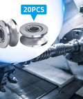 Premium Carbon Steel V Groove Bearings 20 Pack Double Shielded Pulley Rollers For Linear Guide Rails And Track Systems on a lathe.