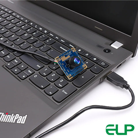 Rock Solid 1080P USB Security Camera Module With Wide Angle Lens And Killer Low Light Setup Smooth 30FPS High Speed PC Webcam connected to laptop.