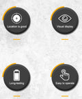 5 in 1 Wall Scanner Detector display showing features like location accuracy, visual display, long-lasting, and easy operation.