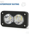 Close-up of Plug And Play Dirt Bike LED Headlight Kit With 20W Bright White Light 6000K To 6500K showing waterproof rating
