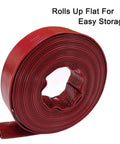 Coiled red pool backwash hose, 2-inch by 50-foot, heavy-duty discharge hose