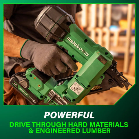 Worker using Cordless 18V 30 Degree Paper Tape Framing Nailer Kit With 4Ah Battery for durable framing projects