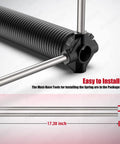 Close-up of Heavy Duty Garage Door Torsion Springs Pair With Non Slip Winding Bars High Quality Coated Coils Eighteen Thousand Cycles