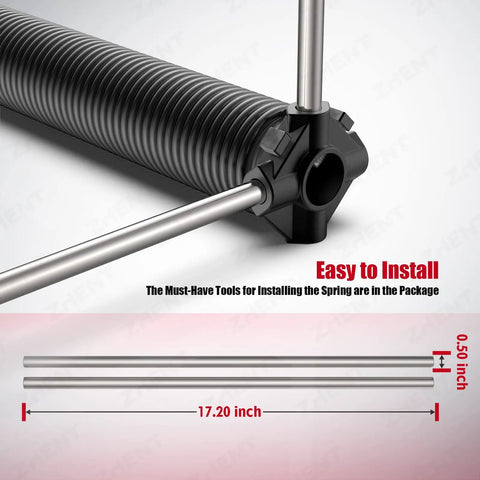 Pair Of 2 Inch Garage Door Torsion Springs With Non-Slip Winding Bars, Coated Steel, 18,000 Cycle Rating close-up view