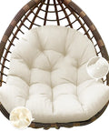 Waterproof Outdoor Egg Chair Cushion Replacement For Hanging Egg Chairs 47x33x7 Inches U Shaped Thick Pad Cream Mega Comfy