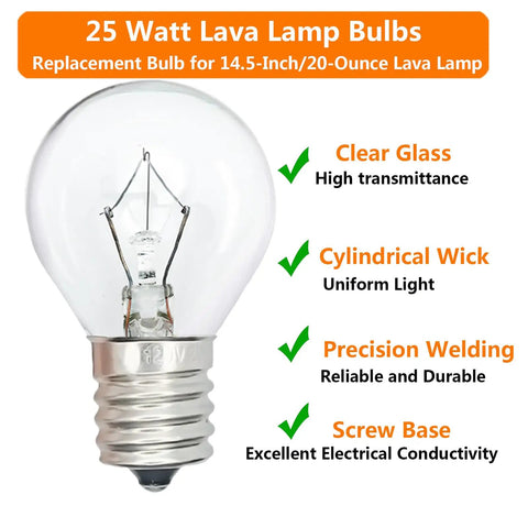 S11 Shape 25 Watt E17 Intermediate Base Lava Lamp Replacement Bulbs 120 Volt Dimmable 2700K Warm White for 14.5 Inch Glitter Lamps