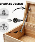 Two Pack Soft Close Toy Box Hinges With 150N Gas Strut Slow Close Safety Hinges For Heavy Curved Lids shown in open toy chest