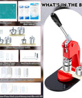 Image of All In One Button Maker Kit With 25mm 32mm and 58mm Molds Interchangeable Press 300 Button Fittings Circle Cutter and Cutting Mat