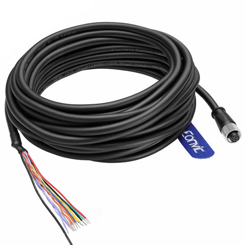 Coiled M12 12 Pin Shielded High Flex IO Cable For Cognex DataMan Series And IN-Sight Vision Systems, 8m long with flying leads