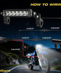 Illustration showing wiring setup for Dirt Bike LED Light Bar Kit Plug And Play Headlight With Waterproof Wiring Harness And Switch