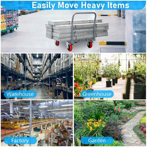 Heavy Duty Steel Panel Truck Cart Built Like A Tank With 2000 Lbs Capacity And Six Inch Smooth Wheels for easy transport in warehouse and garden.
