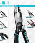 Five In One Wire Stripper And Crimping Tool With Needle Nose Pliers For Electricians 8 Inch Heavy Duty Pliers showing multi-function uses