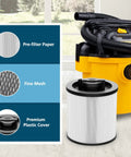DXVC6910 Cartridge Filter Replacement For Wet Dry Vacuums DXV Series 06P to 16P with pre-filter paper and fine mesh detail