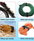 Two Rolls Of 32.2 Feet 1 Inch Cable Ties Heavy Duty Adjustable Length Zip Ties With 40 Metal Buckles Reusable Nylon Cinch Straps organizing outdoor gear, water pipe, hiking rope, and power cord storage.