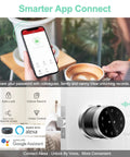 Smart Door Lock With Fingerprint, Keyless Entry, Keypad, RFID Card, App Control And Emergency Key For Airbnb Homes displayed on phone app