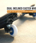 RipStik Ripster Caster Board For Narrow Stance Riders 9 Inch Blue With 360 Degree Trucks showing dual inclined caster wheels on pavement