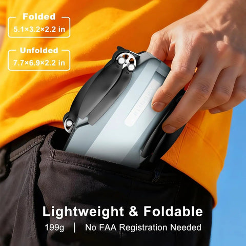 Person placing folded 2K HD Camera Drone With FPV For Adults in pocket, highlighting compact, beginner-friendly design.