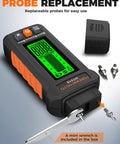 5 In 1 Moisture Meter For Wood And Building Materials With Three-Color Alert, Five Detection Modes, High-Precision Probe Built Built with replaceable probes and mini wrench
