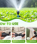 360 Degree Rotating Lawn Sprinkler For Your Yard And Garden Irrigation With Dual High Pressure Jets Reaching 33 To 79 Feet in operation