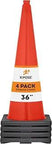 36 Inch Orange Traffic Cones 4 Pack Heavy Duty PVC Safety Cones For Parking Lots Soccer Fields Road Construction Caution Zone Kids Events Durable Weather Resistant DOT Approved