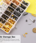 All In One DIY Jewelry Making Kit With 701 Pcs Ribbon End Clips And Pliers with storage box and components displayed