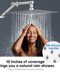 All Metal 10 Inch Rain Shower Head With 13 Inch Adjustable Brass Extension Arm, High Pressure Rainfall Showerhead in use