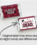 Class Of 2026 Graduation Mini Candy Bar Wrappers For Epic Party Favors Maroon Design 42 Count Self Adhesive Stickers
