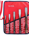 Five Piece Beefy Super Duty Chisel Set With S2 Steel For Beefy Strength, 20 Percent Larger Striking Surface Delivers Maximum Power