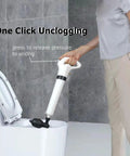 Heavy Duty Air Plunger For Toilet And Drain Unclogger With 80 Psi Power Toilet Auger And Drain Snake For Shower Sink And Bathtub Clogged Pipes Quick Unblock Tool For Home Easy Grip High Pressure Drain Clearing being used to unclog toilet