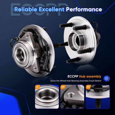 Pair Of Front Wheel Hub Bearing Assemblies With ABS For 2009 2010 Ram 1500 Pickup 5 Lug Replacement Kit New Complete