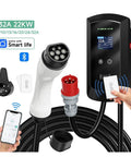 Heavy Duty Ev Charger With Type Two Connector, 32A 22KW EV Charging Station with RFID and smartphone control.