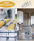 Image showing Heavy Duty 24 Pack 10mm 304 Stainless Steel Rigid Pipe Straps U Brackets installed on various pipes and supports.