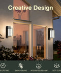 Lit Outdoor Wall Light Fixture Waterproof For Porch Patio Front Door And Garage 15 Inch Exterior Wall Sconce with Clear Glass installed