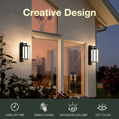 Lit Outdoor Wall Light Fixture Waterproof For Porch Patio Front Door And Garage 15 Inch Exterior Wall Sconce with Clear Glass installed