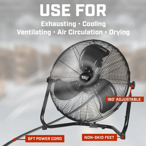 20-Inch Floor Fan And Wall Mount Air Mover For Home, Garage, And Job Site Use With High Velocity Airflow And Industrial Strength Cooling