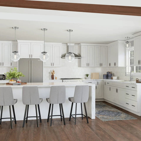 One Light Dimmable Pendant With Clear Seedy Glass Globe In Polished Chrome Dope Modern Kitchen Island Lighting Adjustable Height
