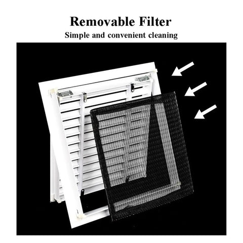 Top Shelf Aluminum Vent Cover With Removable Louver Panel For Hassle Free Drywall Install Twenty Two By Forty Four Inch Duct Register with removable filter.
