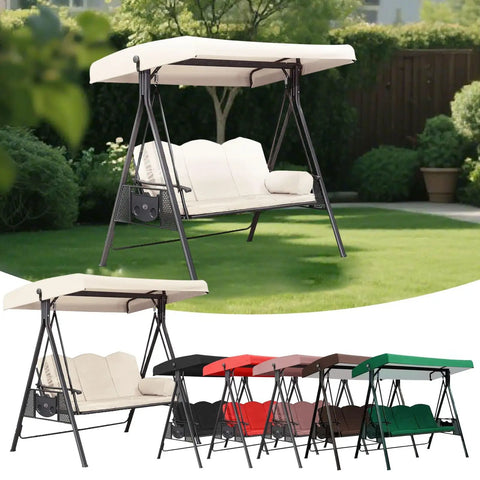 Universal 3 Seat Patio Swing Canopy Top Replacement Cover 75-Inch By 47-Inch All-Weather Waterproof Outdoor Shade For Porch Garden Backyard Red Top Only Weatherproof UV Resistant Easy Fit Durable Patio Swing Accessory